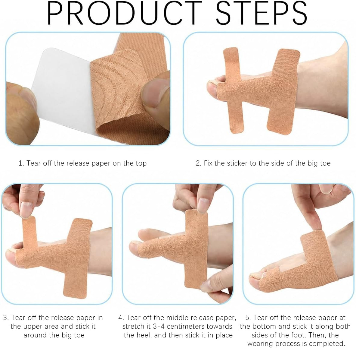 40 Pcs Pre-Cut Bunion Corrector Kinesiology Tape– Elastic, Breathable & Hypoalle