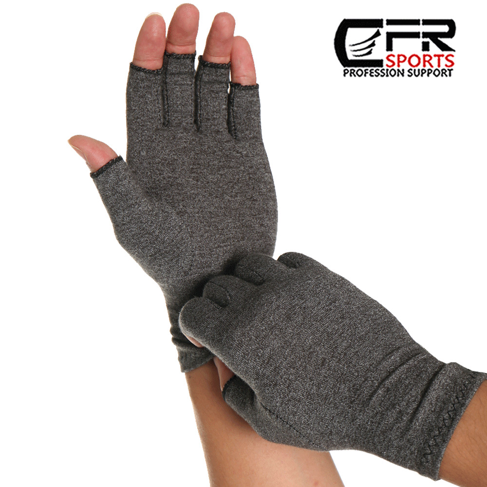 Copper Compression Gloves Anti Arthritis Fingerless Hand Support Pain Relief US
