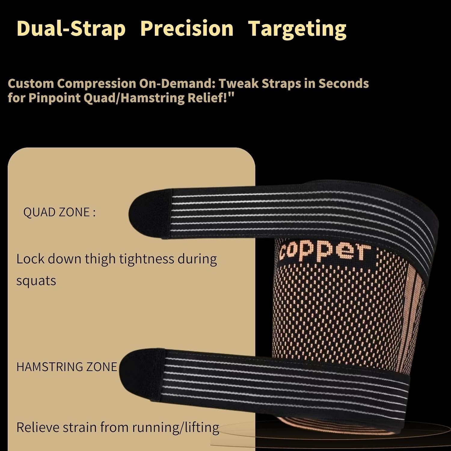 Breathable Copper Compression Sleeves for Hamstring Support – Large Size Duo
