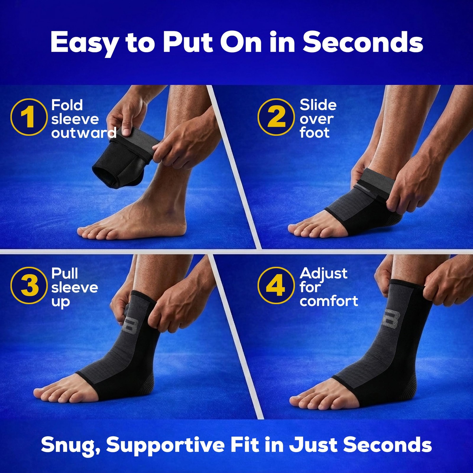 SB SOX Compression Ankle Brace (1 Pair) – Support X-Large, Black/Gray