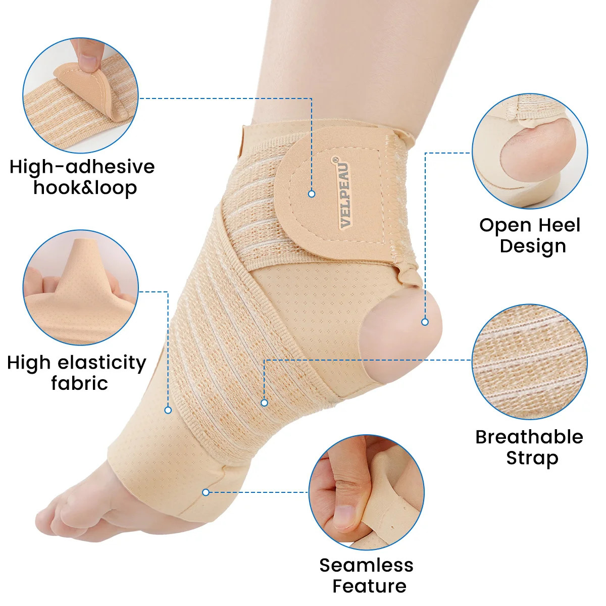 Support Ankle Compression Sleeve Adjustable for Achilles Tendonitis and Plantar