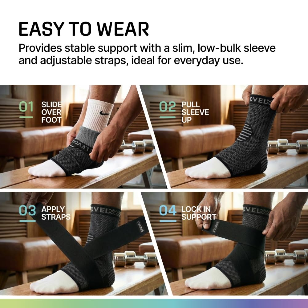 Modvel Foot & Ankle Brace Socks with Adjustable Medium, A Black – With Strap