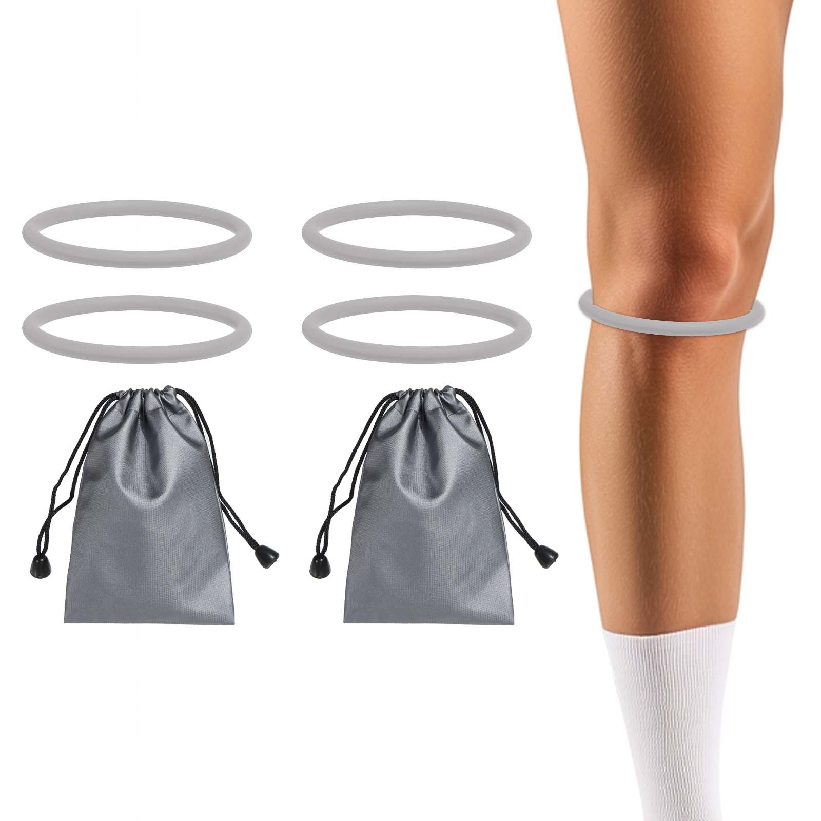 Patella Band Silicone Knee Band with Storage Bag – (2 Set, Gray)