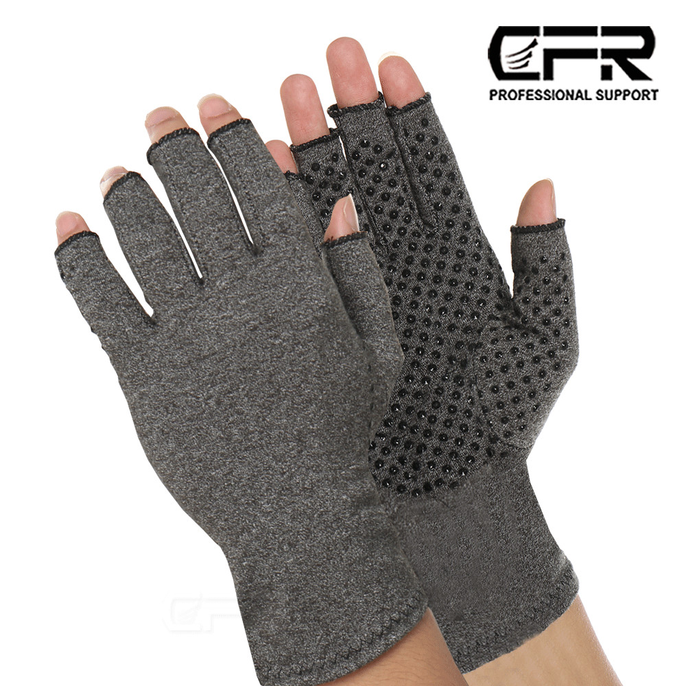 Copper Compression Gloves Anti Arthritis Fingerless Hand Support Pain Relief US
