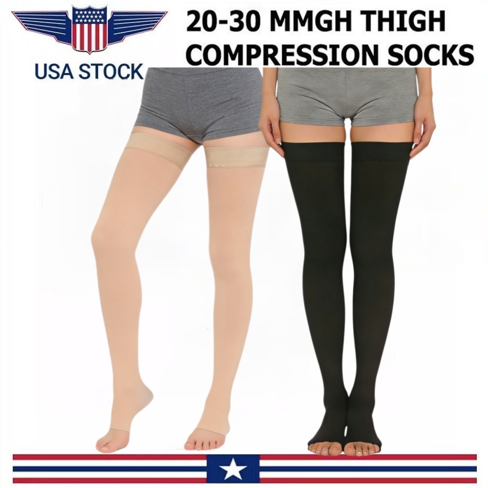 Thigh High 20-30 mmHg Toeless Compression Stocking for Women & Men For Running