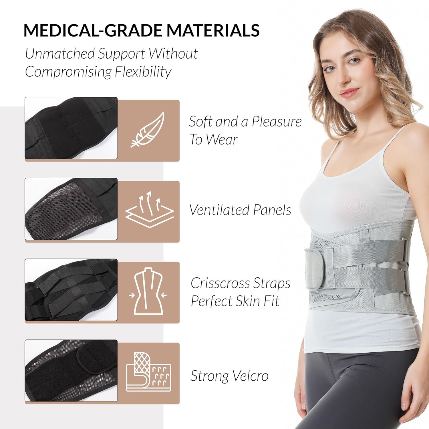 Comfort Fit Lower Back Brace with Crisscross Design – Size L for Pain Relief