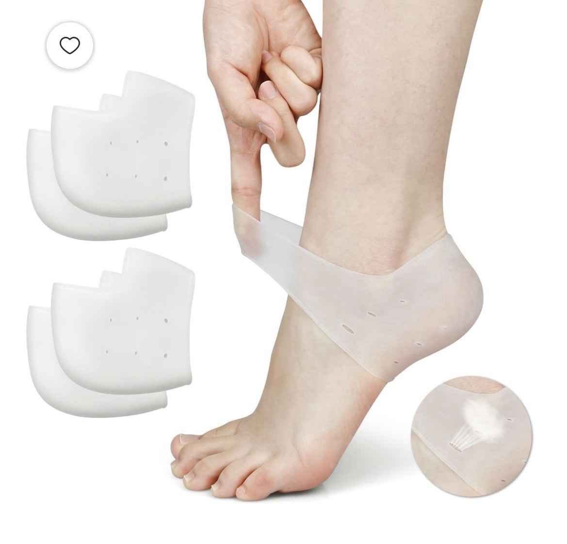 Clear Gel Heel Cups, 2 pair, Washable Reusable, Plantar Fasciitis, cracked heels