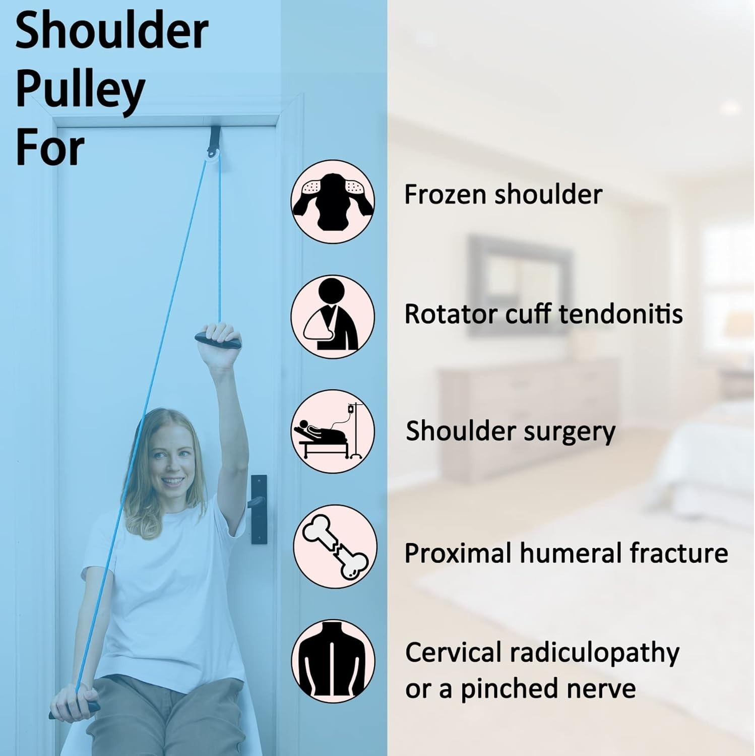 Manual Over-the-Door Shoulder Pulley – Durable Rehab Equipment for Pain Relief