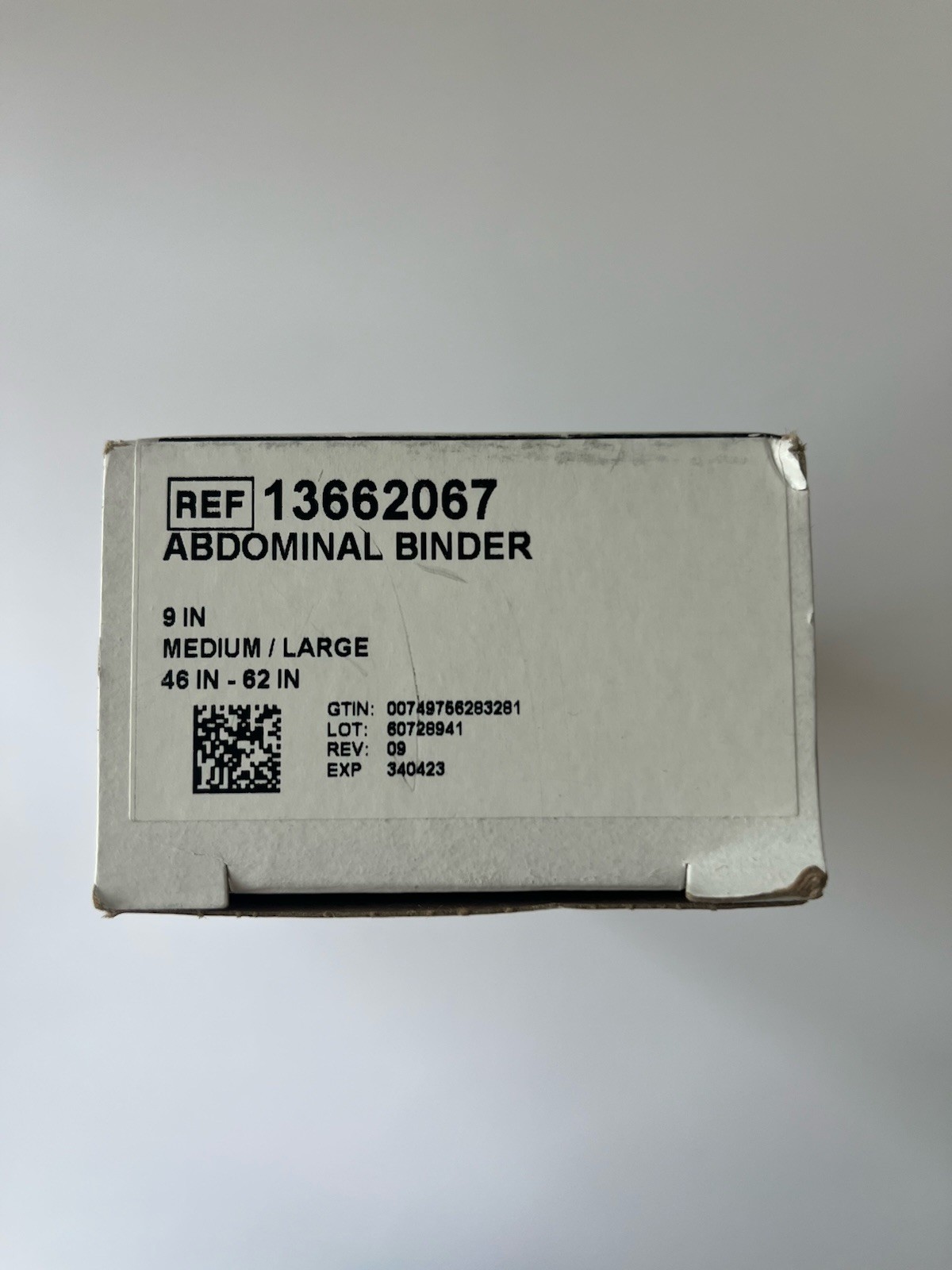 NIB Abdominal Binder REF 13662067 9″. Medium Large 46-62″