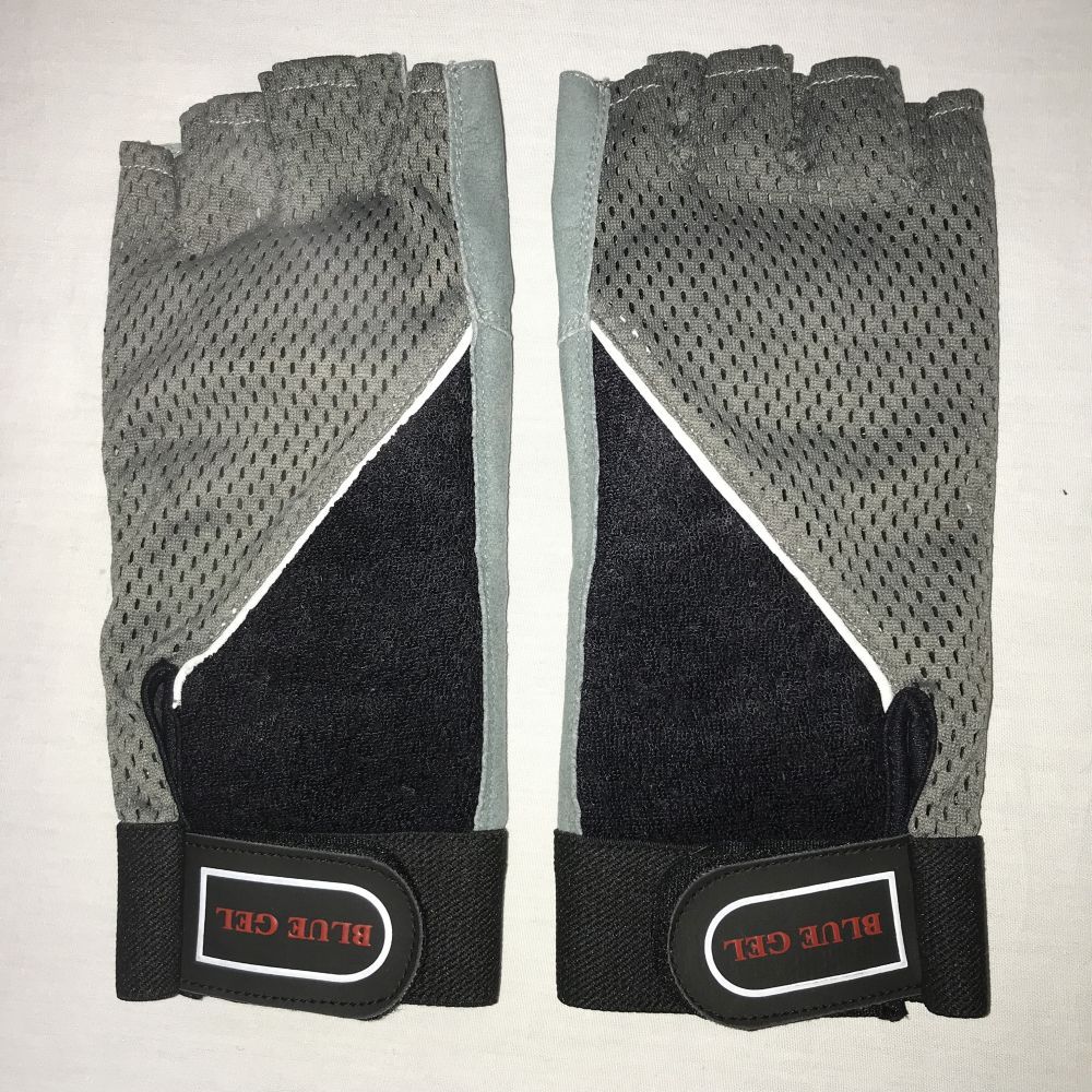 Blue Gel Mesh Fingerless Driving Weight Training Cycling Wheelchair Gloves XL
