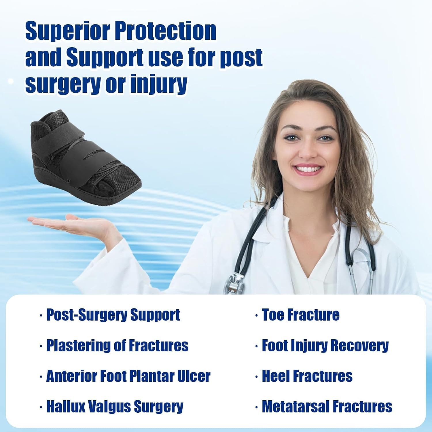 Durable Closed Toe Surgical Shoes – Lightweight Support for Fast Healing, Adults