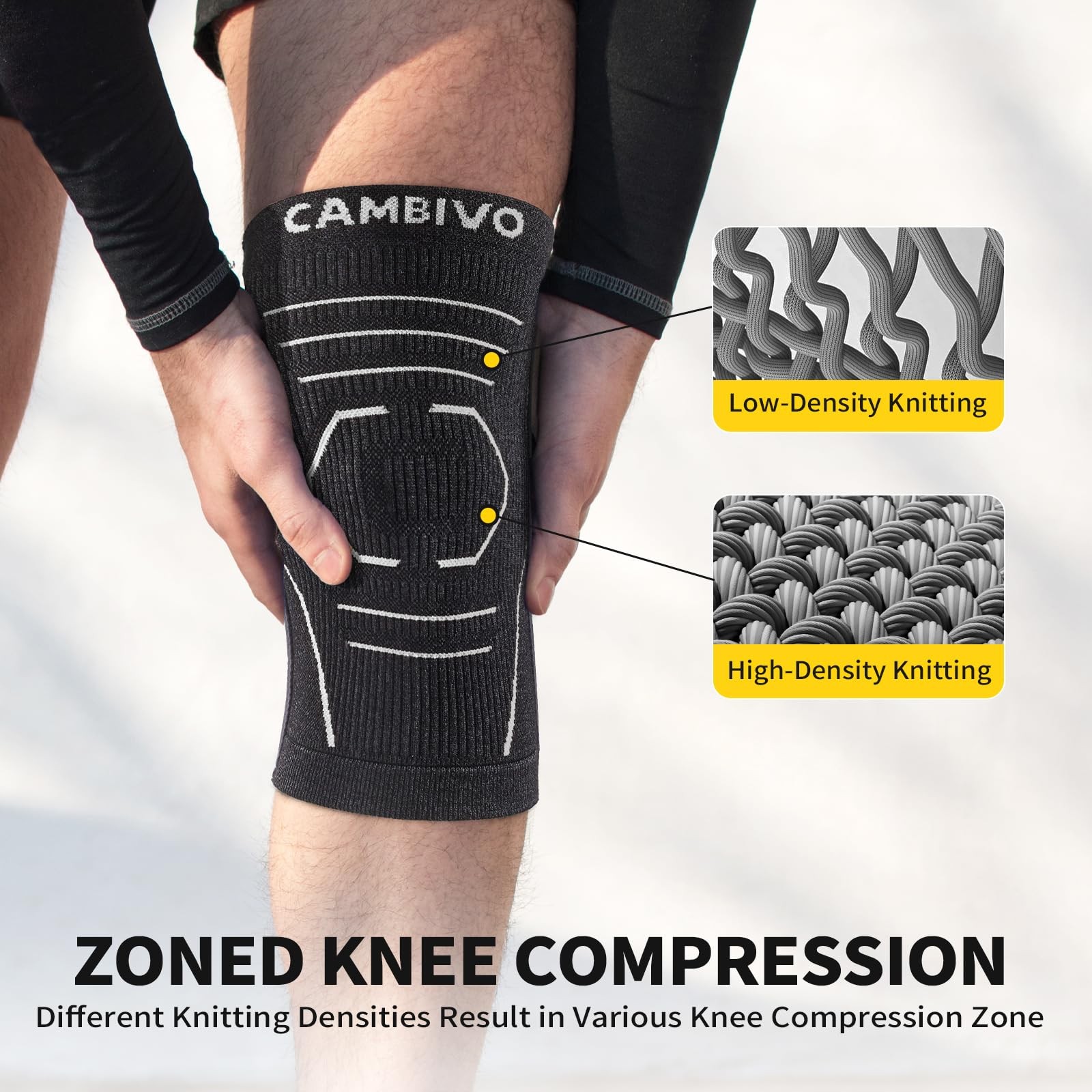 CAMBIVO Knee Brace for Women and Men with Side Stabilizer 2 Medium, Dark Gray
