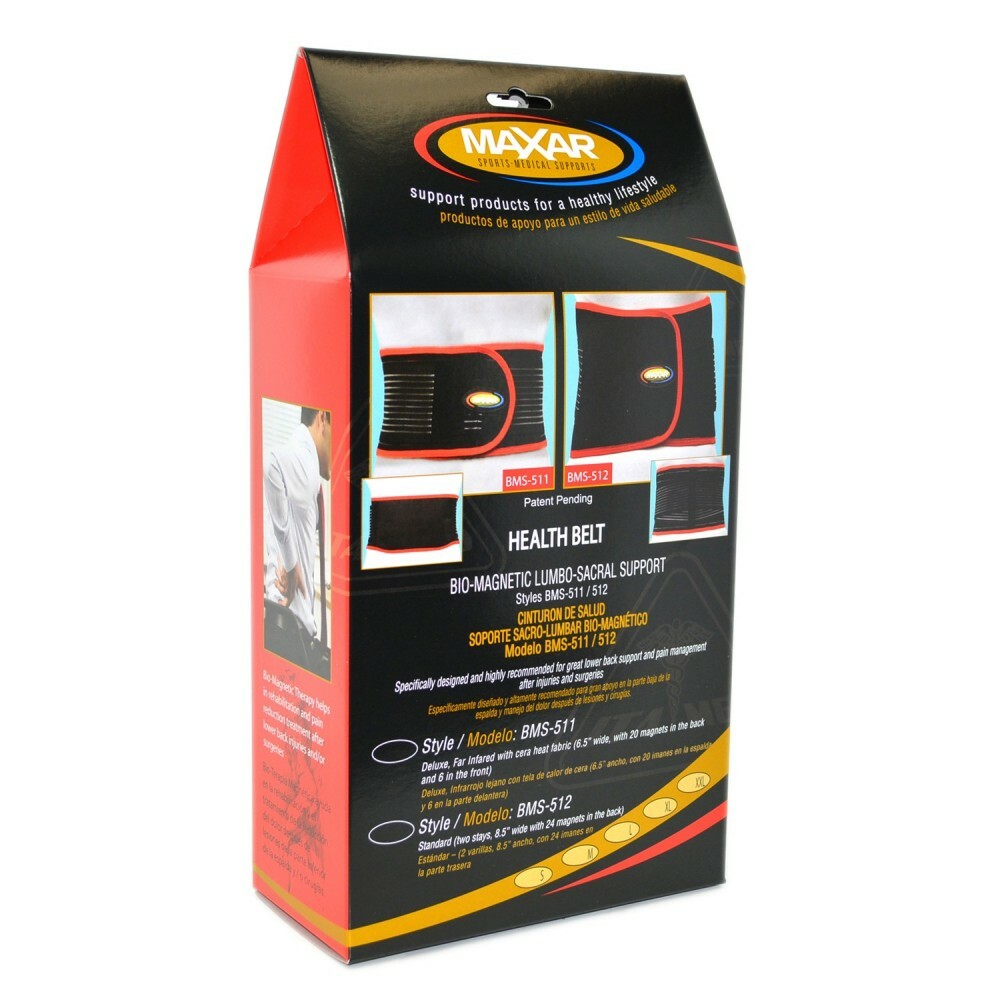 MAXAR Bio-Magnetic Deluxe Back Support Belt – Infared/Cera Heat Fabric: BMS-511