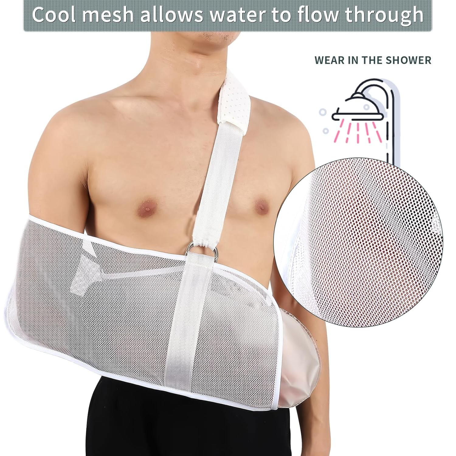 Lightweight Breathable Shower Sling – Adjustable Arm Support for Injury Recovery