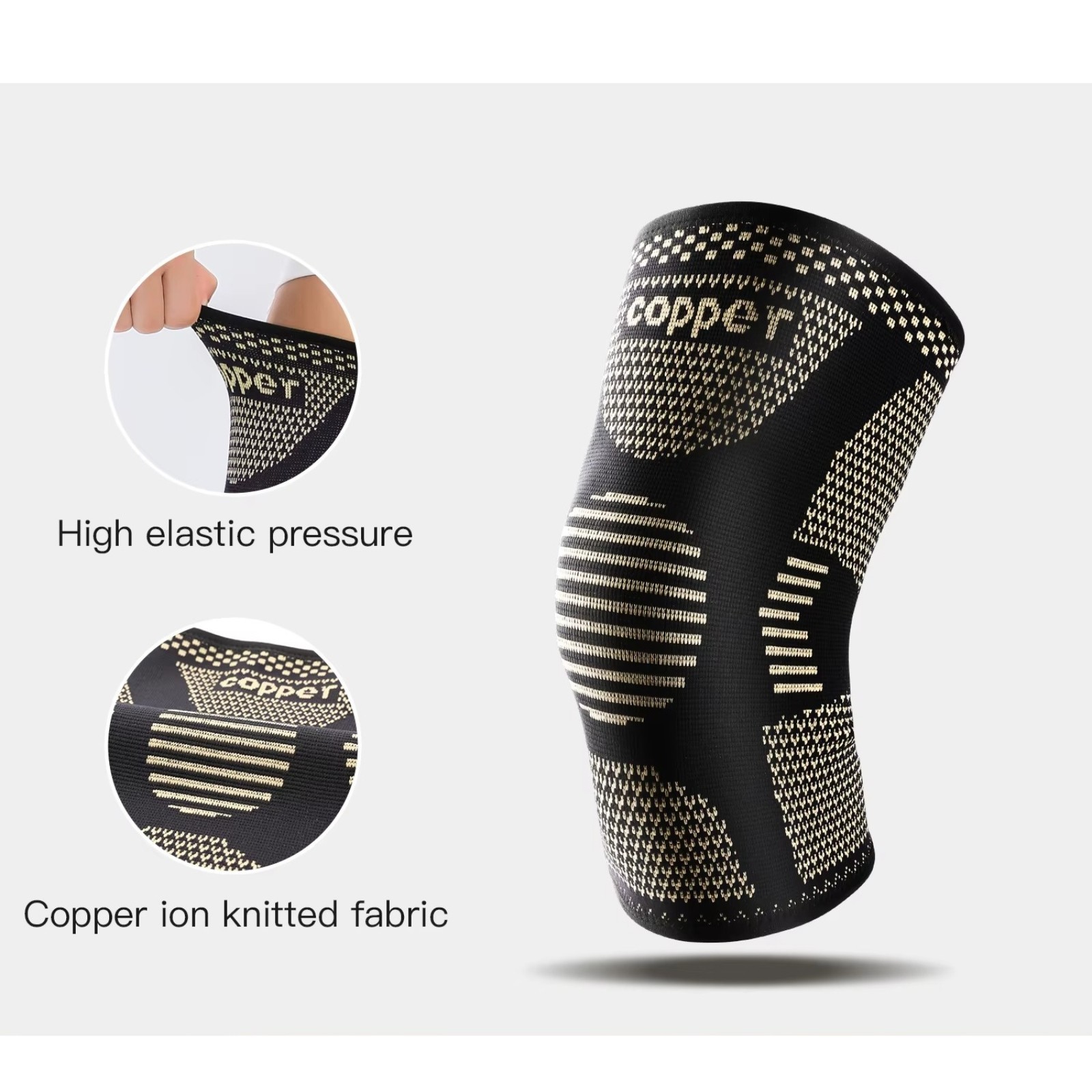 2x Copper Knee Sleeves Silver Compression Brace Support Sport Joint Injury Pain