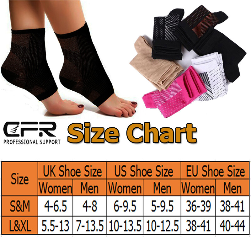 Copper Compression Foot Sleeve Ankle Brace Support Plantar Relief Pain Socks
