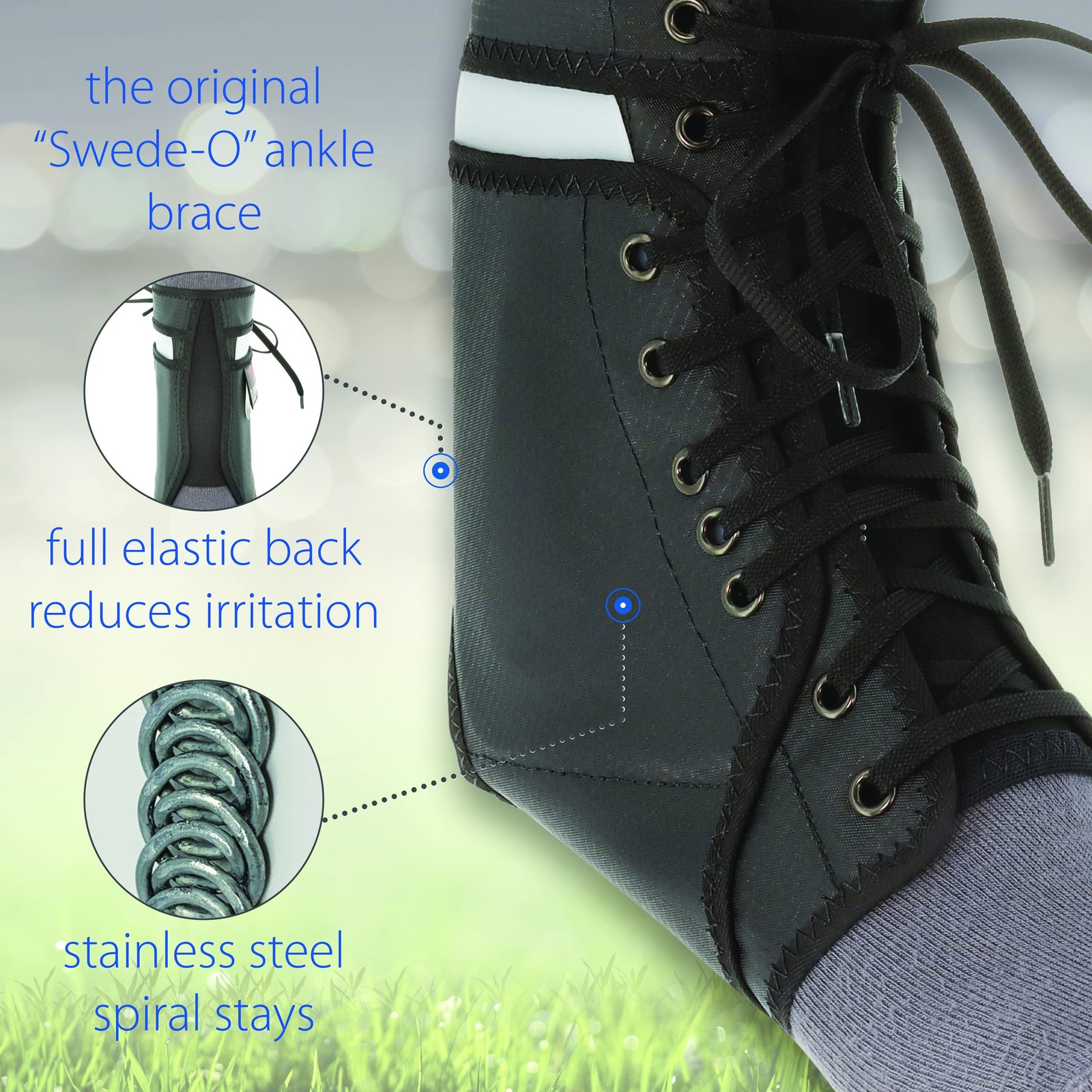 Swede-O Ankle Lok Brace, Black – Medium (Pack of 1),