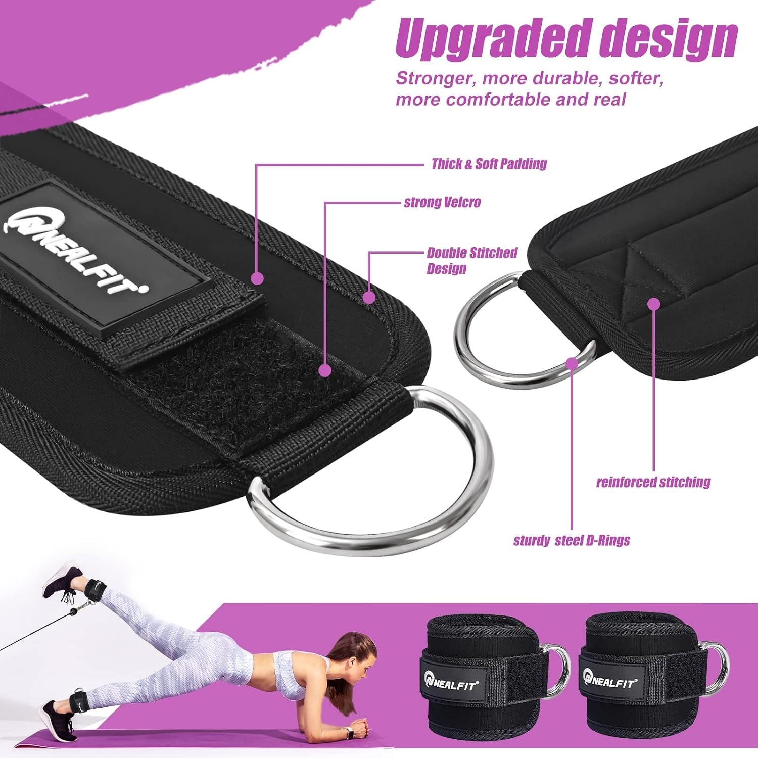 Neoprene Gym Ankle Straps Pair for Leg & Glute Workouts