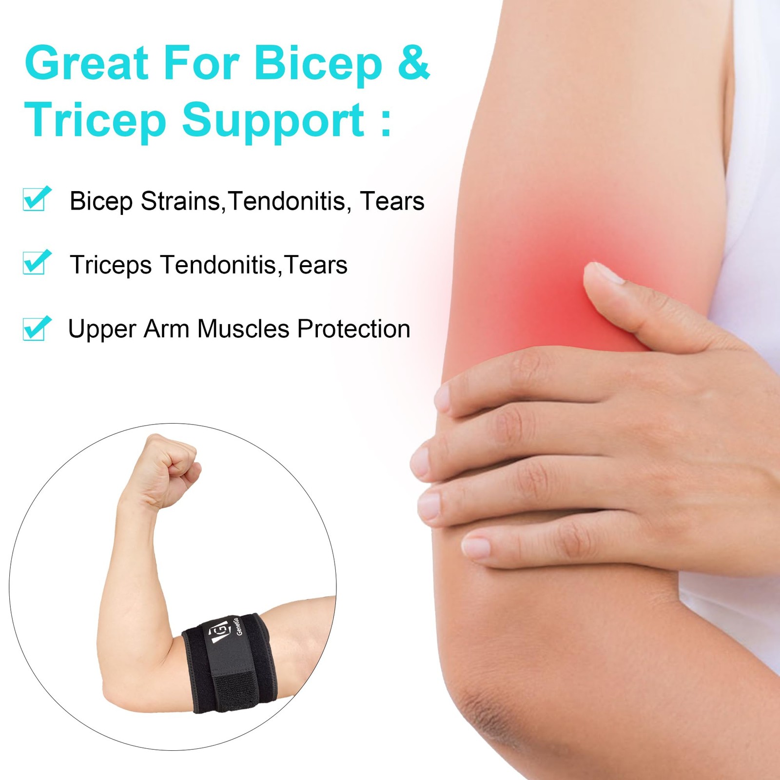 Bicep & Tricep Tendonitis Brace Compression Sleeve – Pain Relief for Bicep and