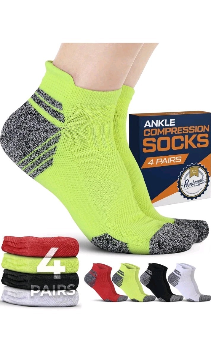 Pembrook Ankle Compression Socks for Women & Men – 4 Pairs | Sports Running…