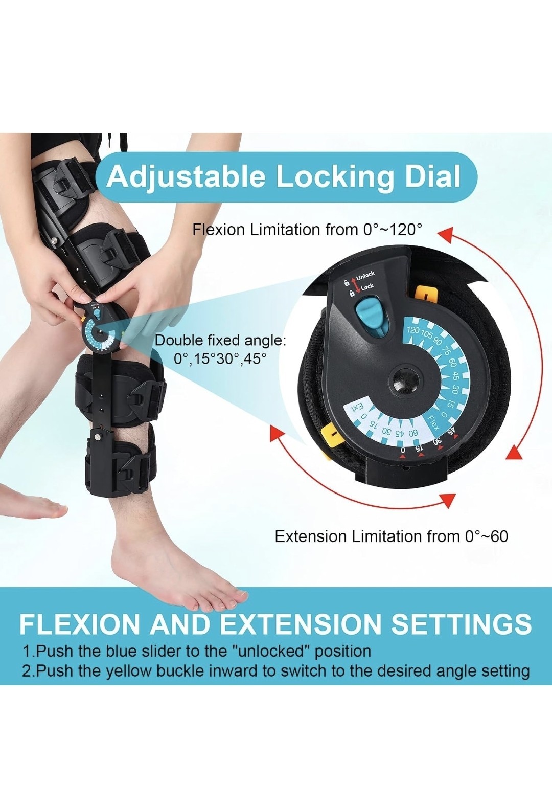 ROM Knee Brace, Hinged Immobilizer for ACL, MCL & PCL Injury, Fits Left or Right