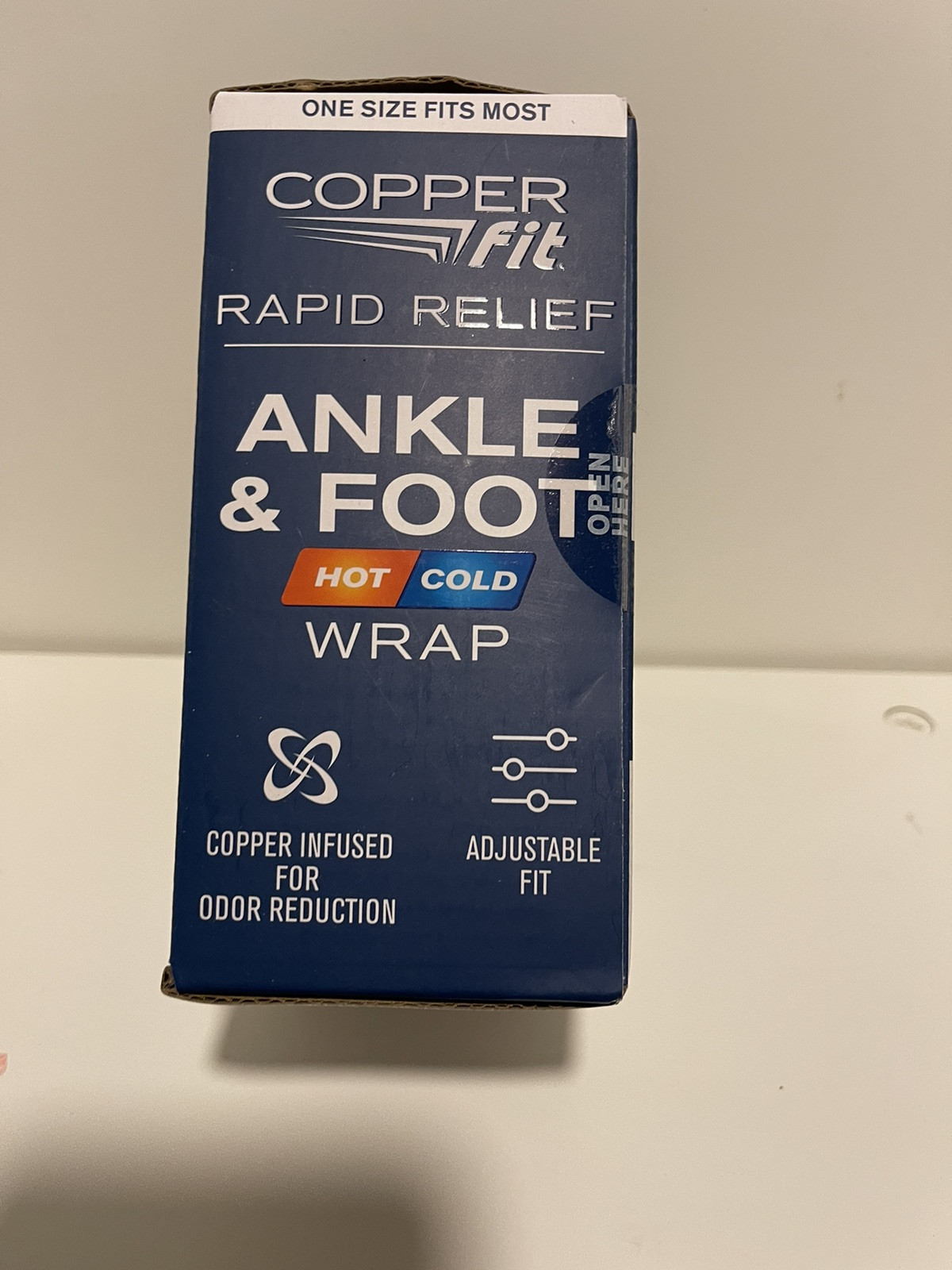 COPPER FIT ANKLE & FOOT RAPID RELIEF UNISEX -ONE SIZE ADJUSTABLE FIT HOT/COLD.