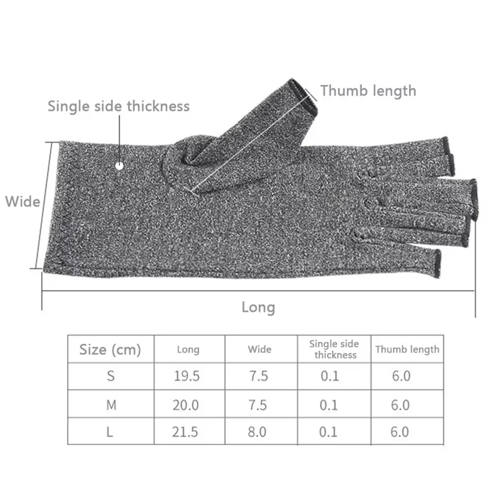 Compression Arthritis Gloves Wrist Support Therapy Wristband Half Finger Compres