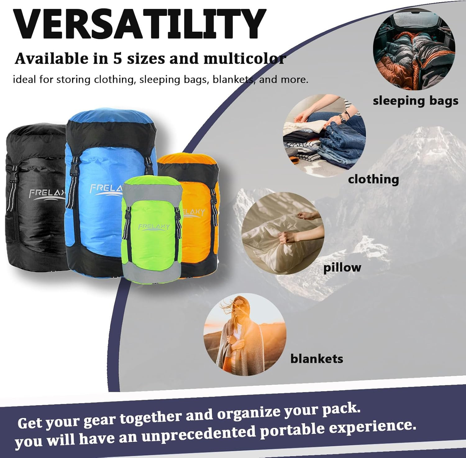 Compression Sack, 40% More Storage! 11L/18L/30L/45L/52L Compression Stuff Sack,