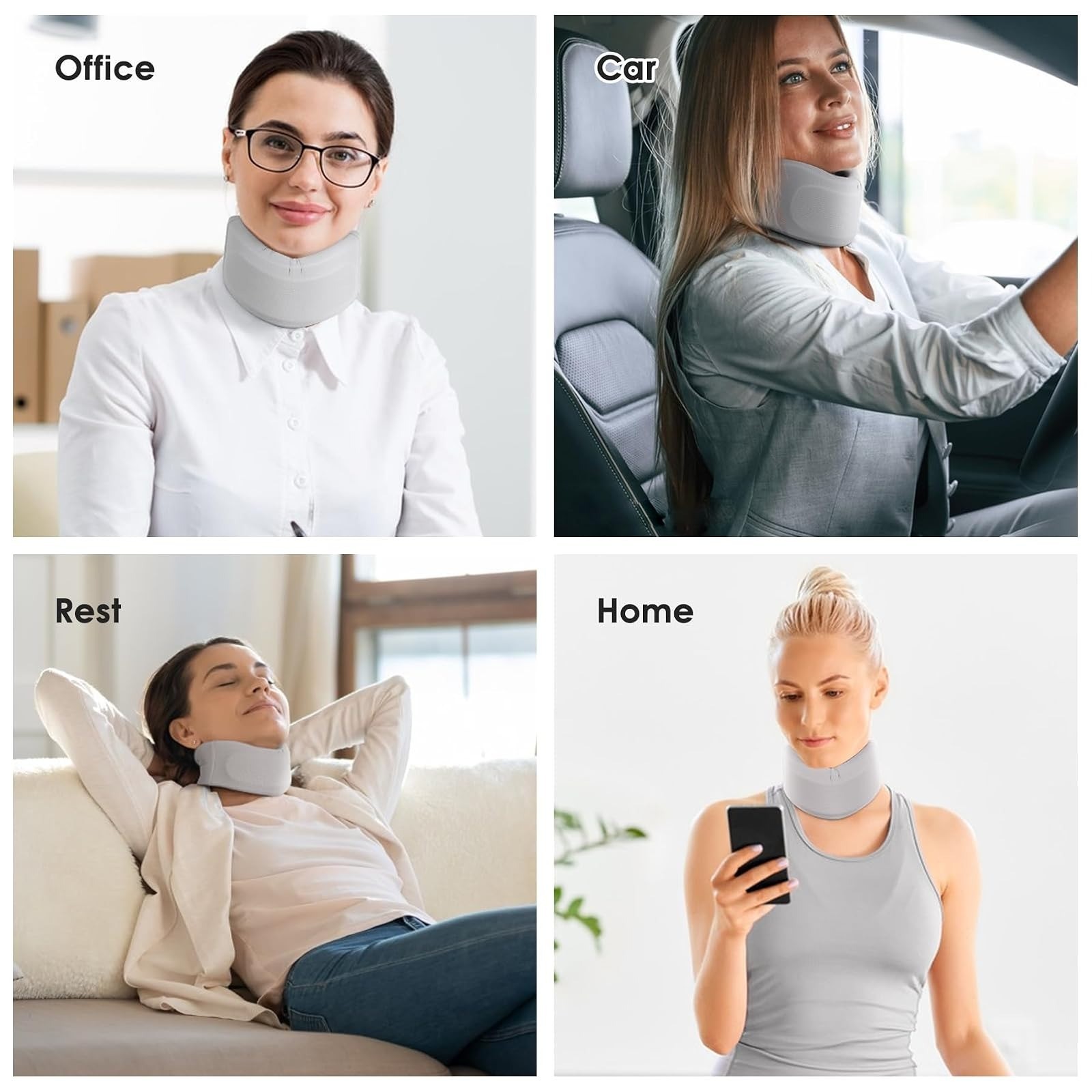 RESTCLOUD Neck Brace for Pain Relief, Adjustable Cervical Collar, Gray