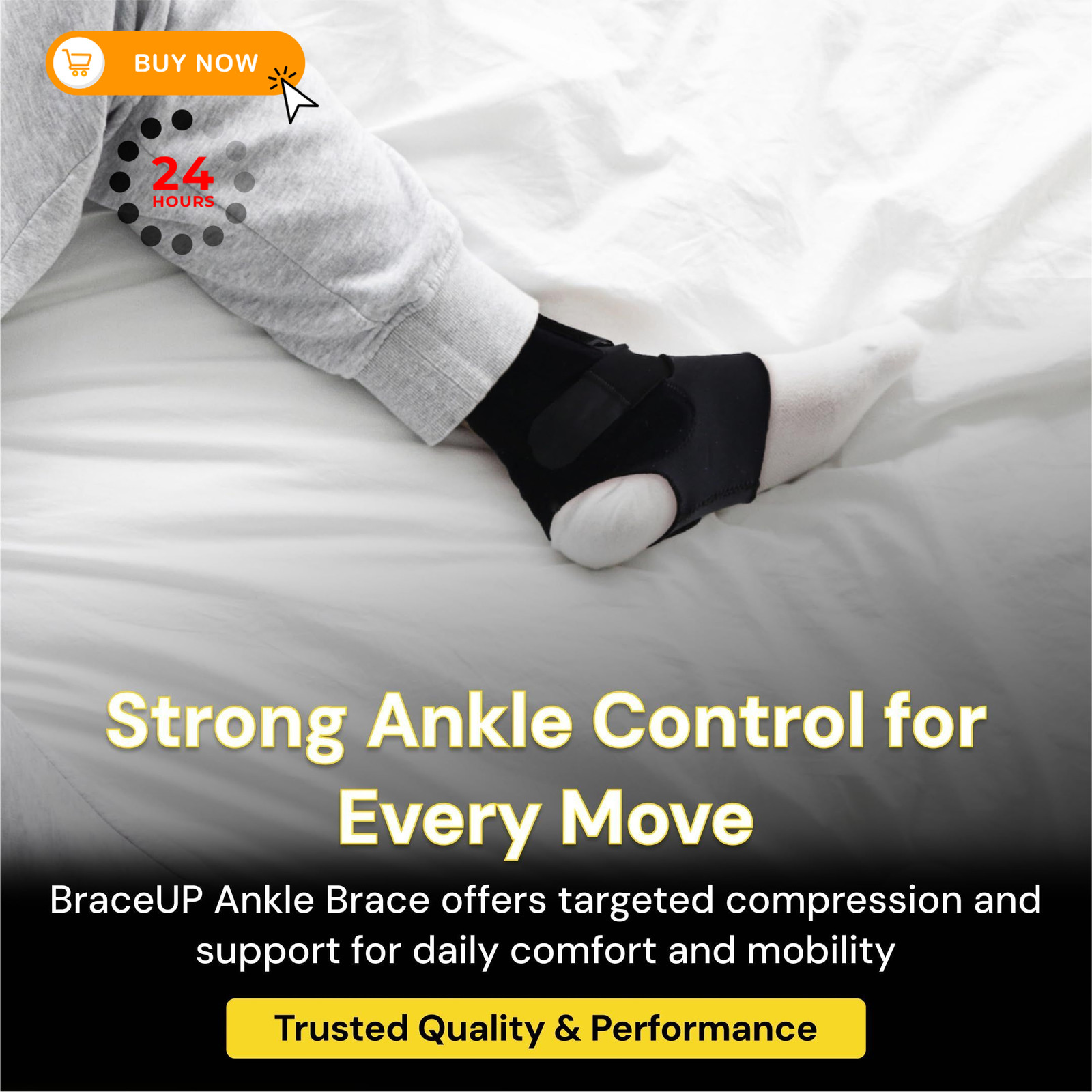 BraceUP Ankle Brace – Relieve Pain, Enhance Stability for One Size, Black