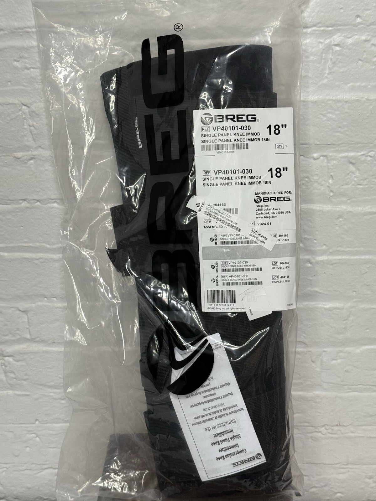 BREG Single panel 18″ Knee Immobilizer Brace For Injuries & Recovery VP40101-030