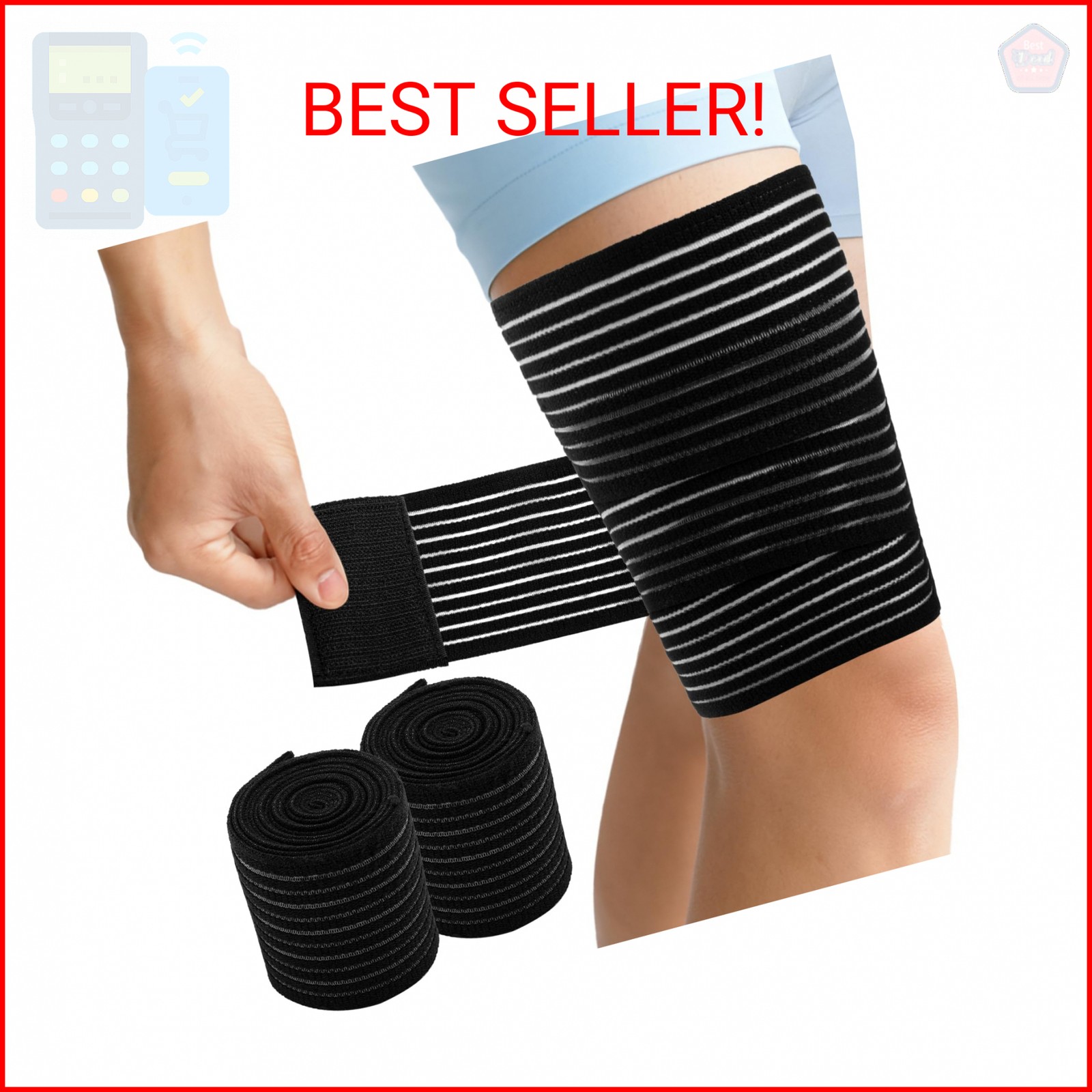 2 PCS Thigh Hamstring Compression Sleeve, Adjustable Thigh Compression Wraps for