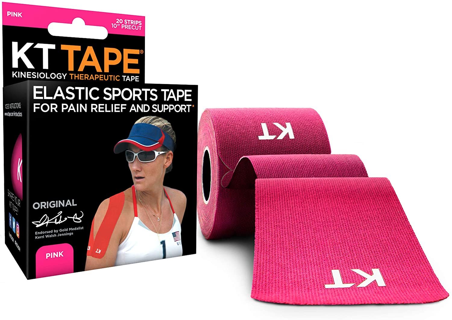 KT Tape Cotton 20 Strip 10″ Precut – Pink