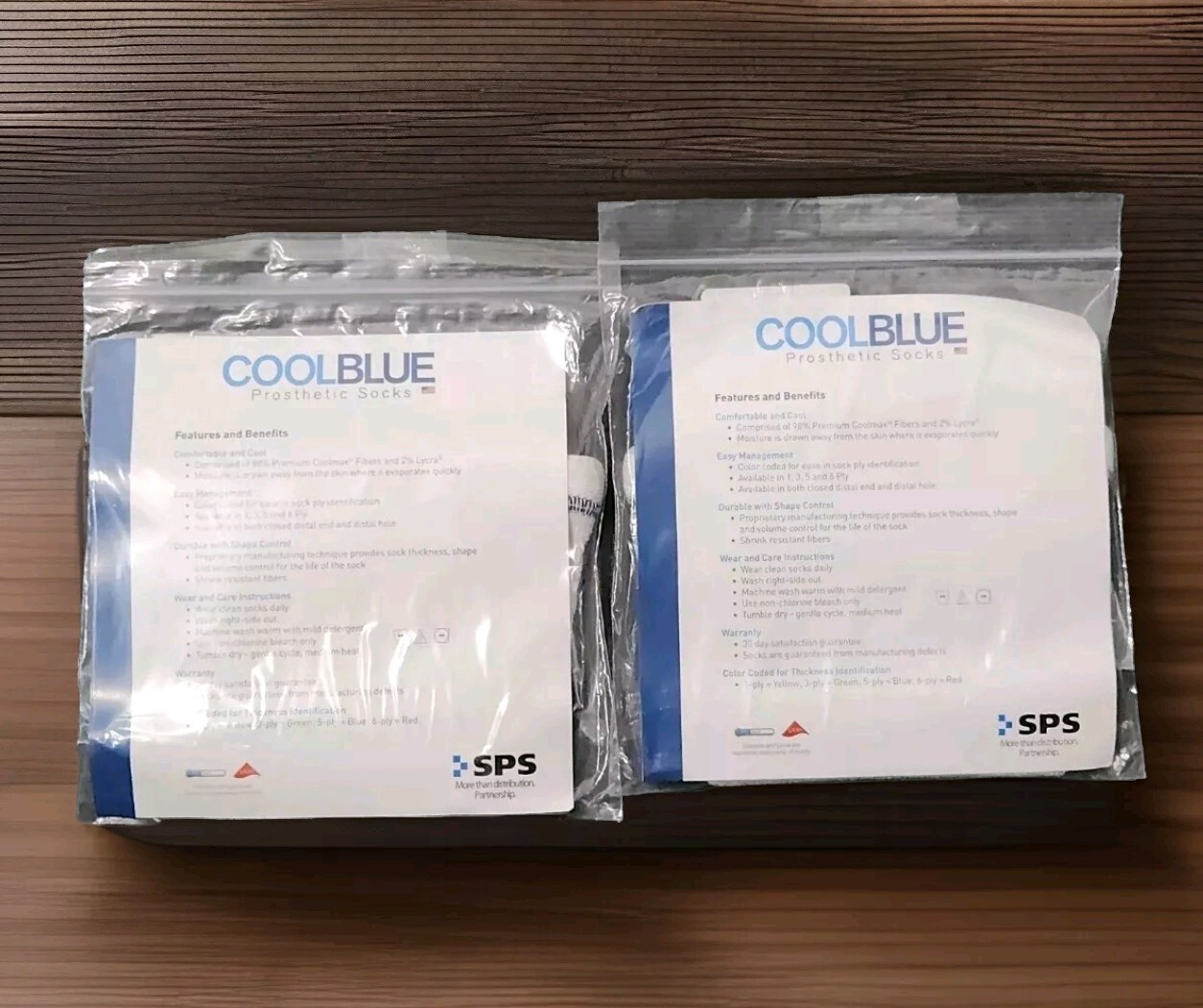 Lot Of 2 CoolBlue Blue 3 Ply Prosthetic Sock CB3HXRG2 Size 5,6 Length 16-20