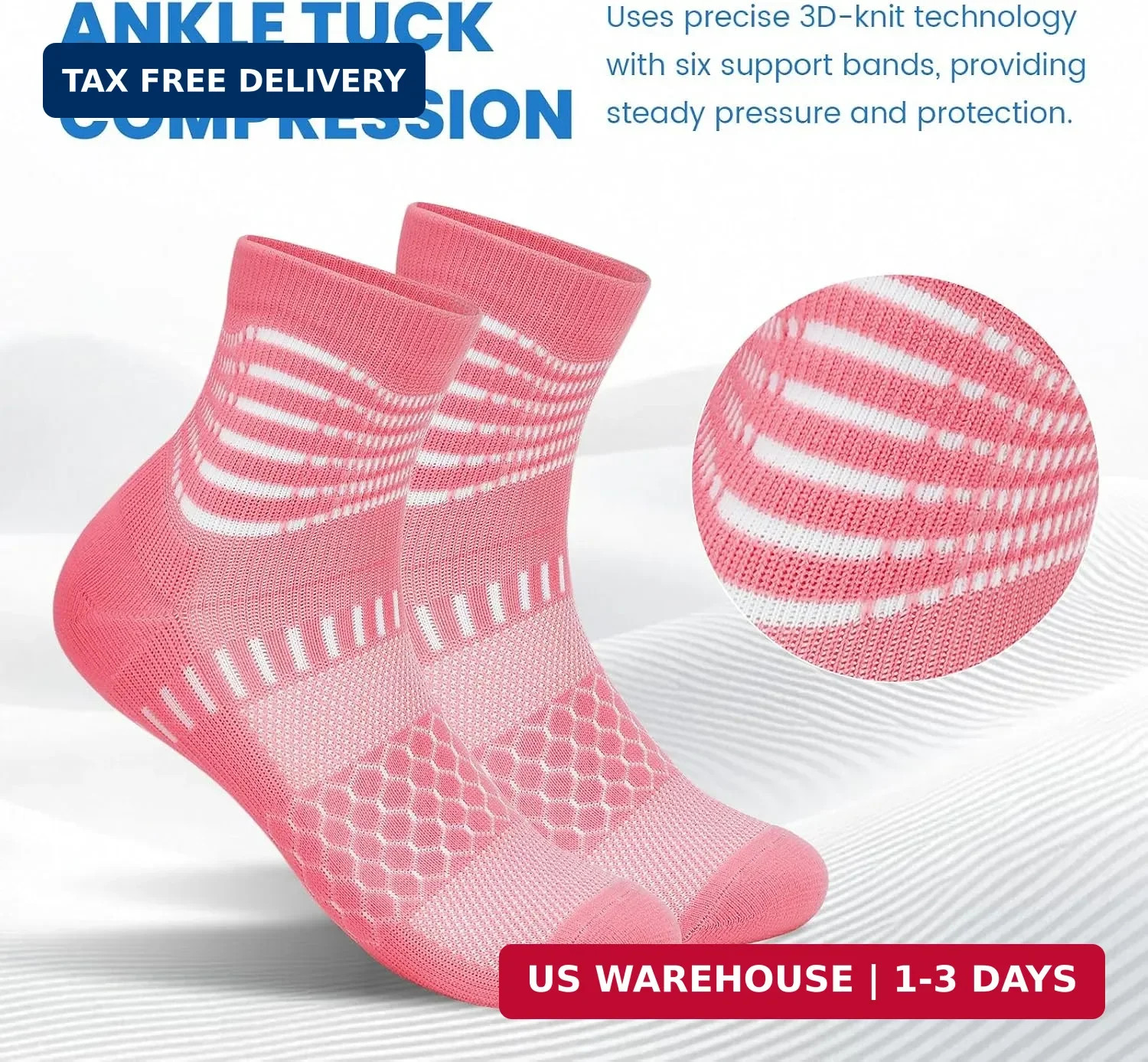 IRAMY Ankle Compression Socks for Women Men Plantar Fasciitis Relief 3/5 Pairs C