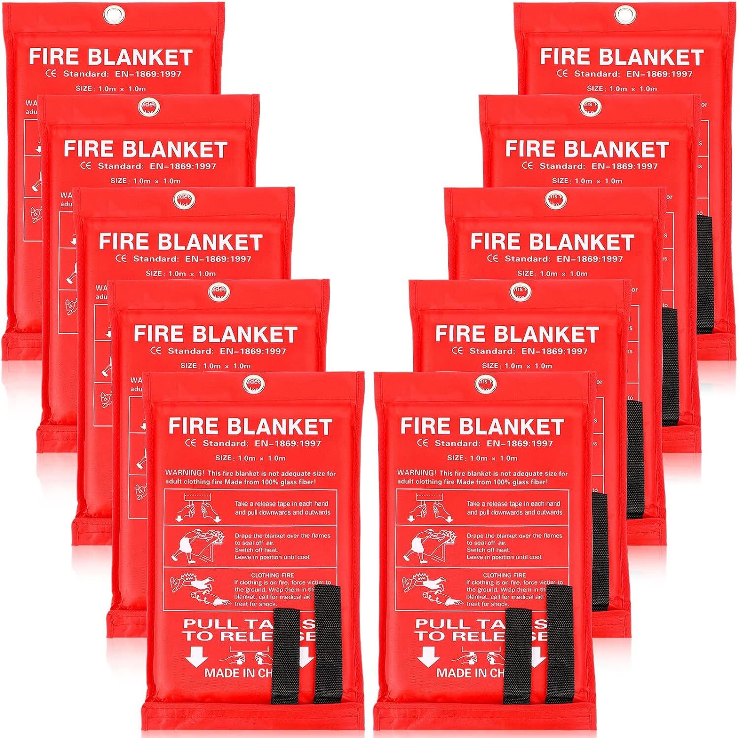 10 Pack Fire Blanket Fiberglass Fire Emergency Blanket Flame Retardant Blanket
