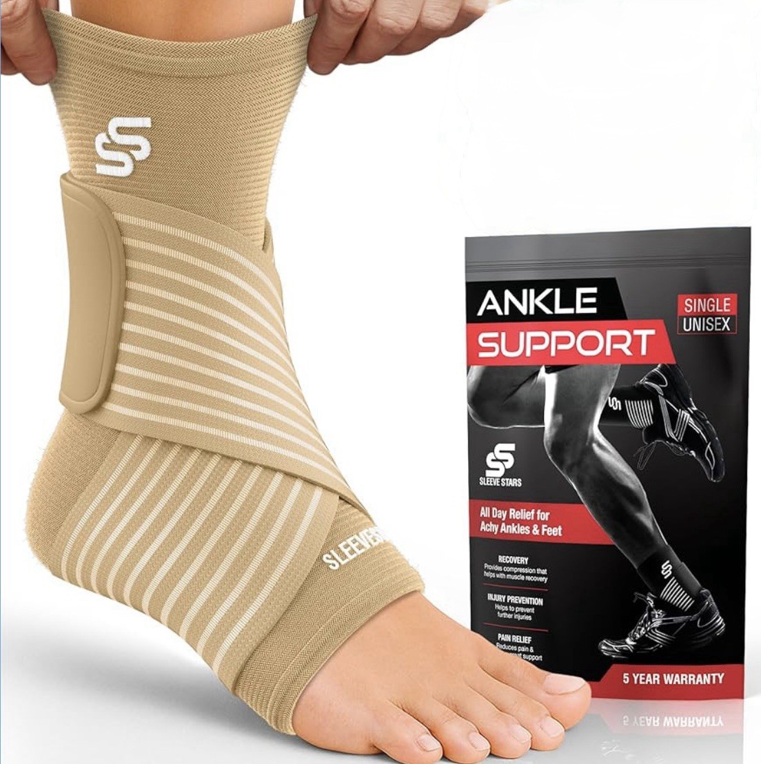Ankle Wrap for Sprained Ankle, Compression Sleeve for Plantar Fasciitis Relief M