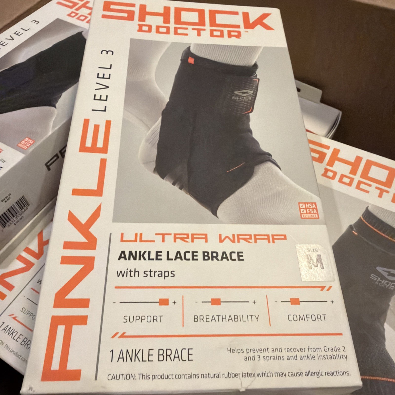 Shock Doctor Ultra Wrap Ankle lace Brace W/Strap, Level 3, Size medium 8.5-9