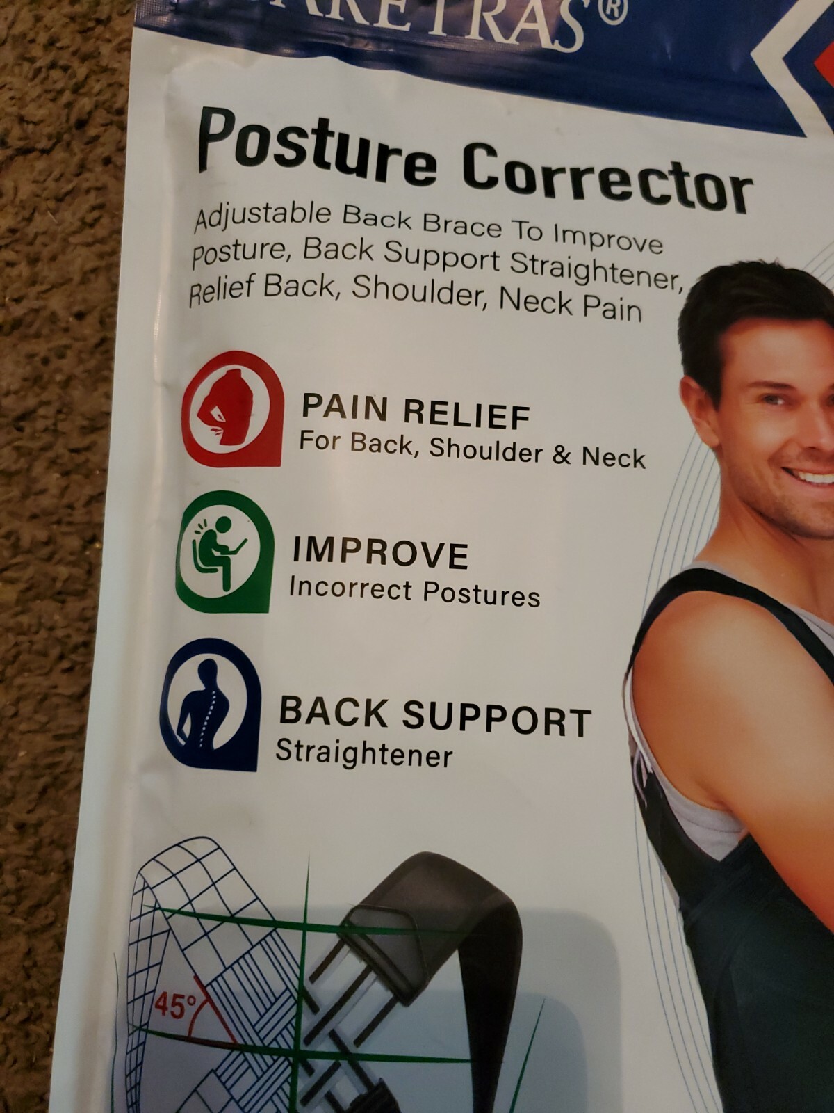 Posture Corrector, Caretras Back Brace Shoulder Neck Back Pain Relief Straighten