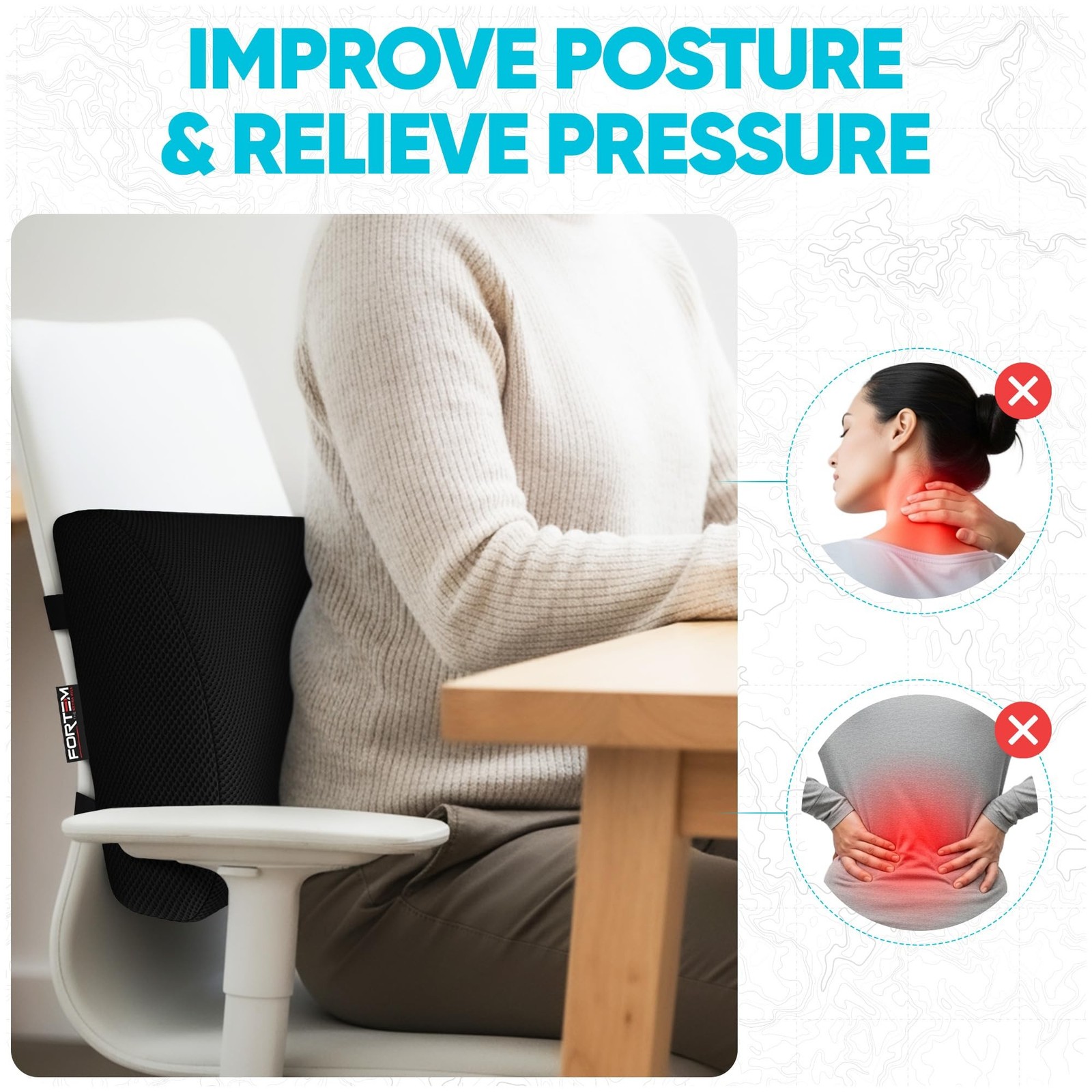 FORTEM Lumbar Support Pillow for Office Chair, Lumbar Support Pillow for Car,…