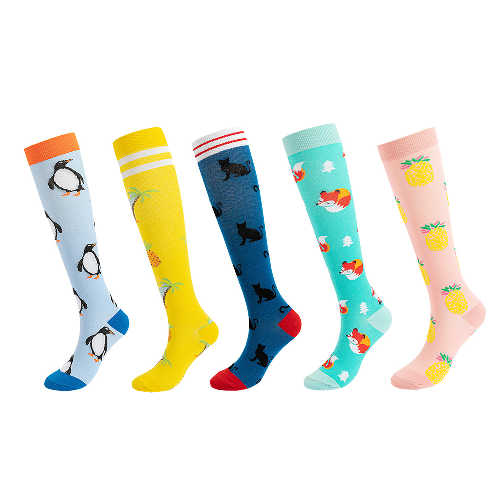 5 Pairs Compression Socks Graduated Support Calf Stockings Womens 20-30 mmHg S/M