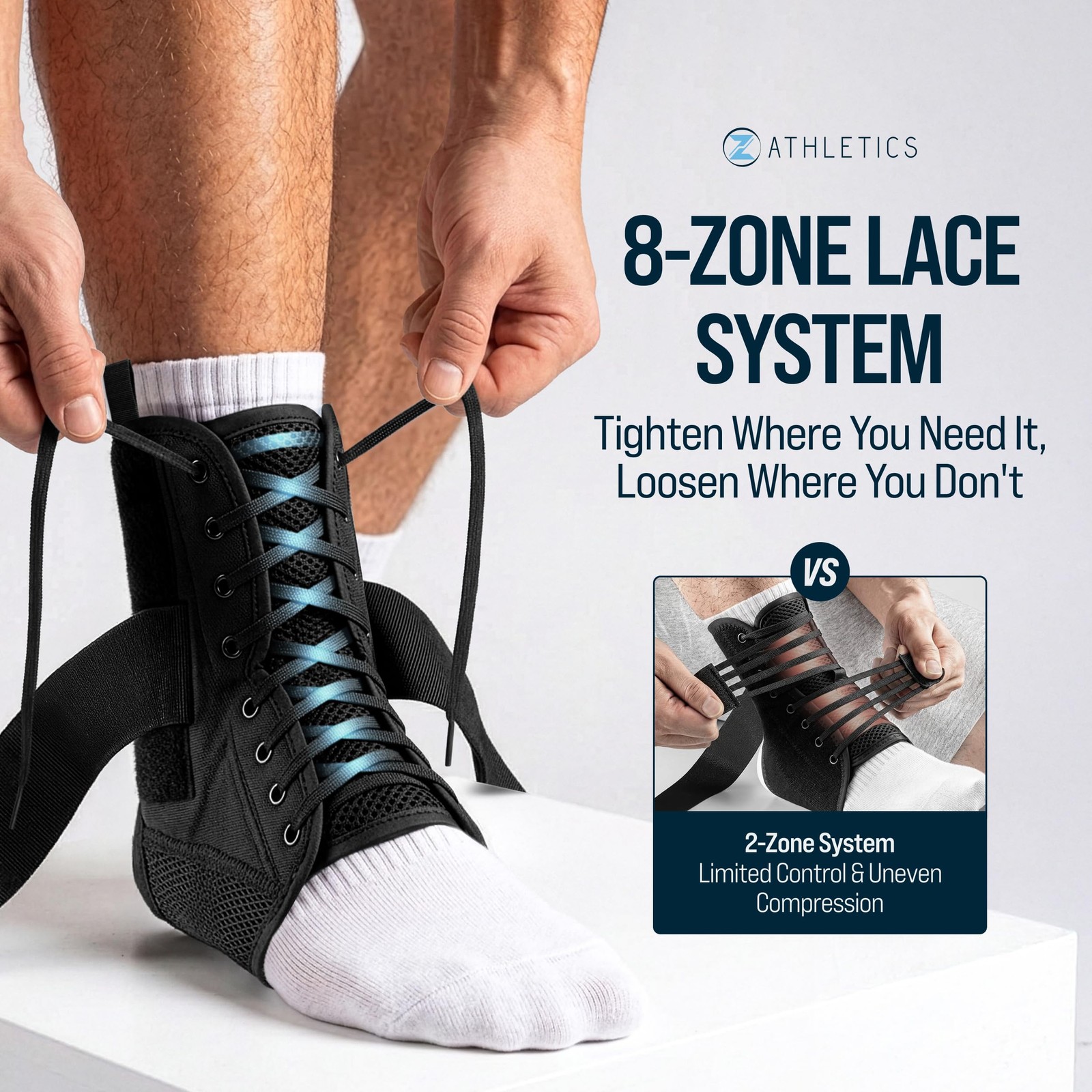 Z ATHLETICS Ankle Brace for Women & Men Lace Up Adjustable Support with Side…