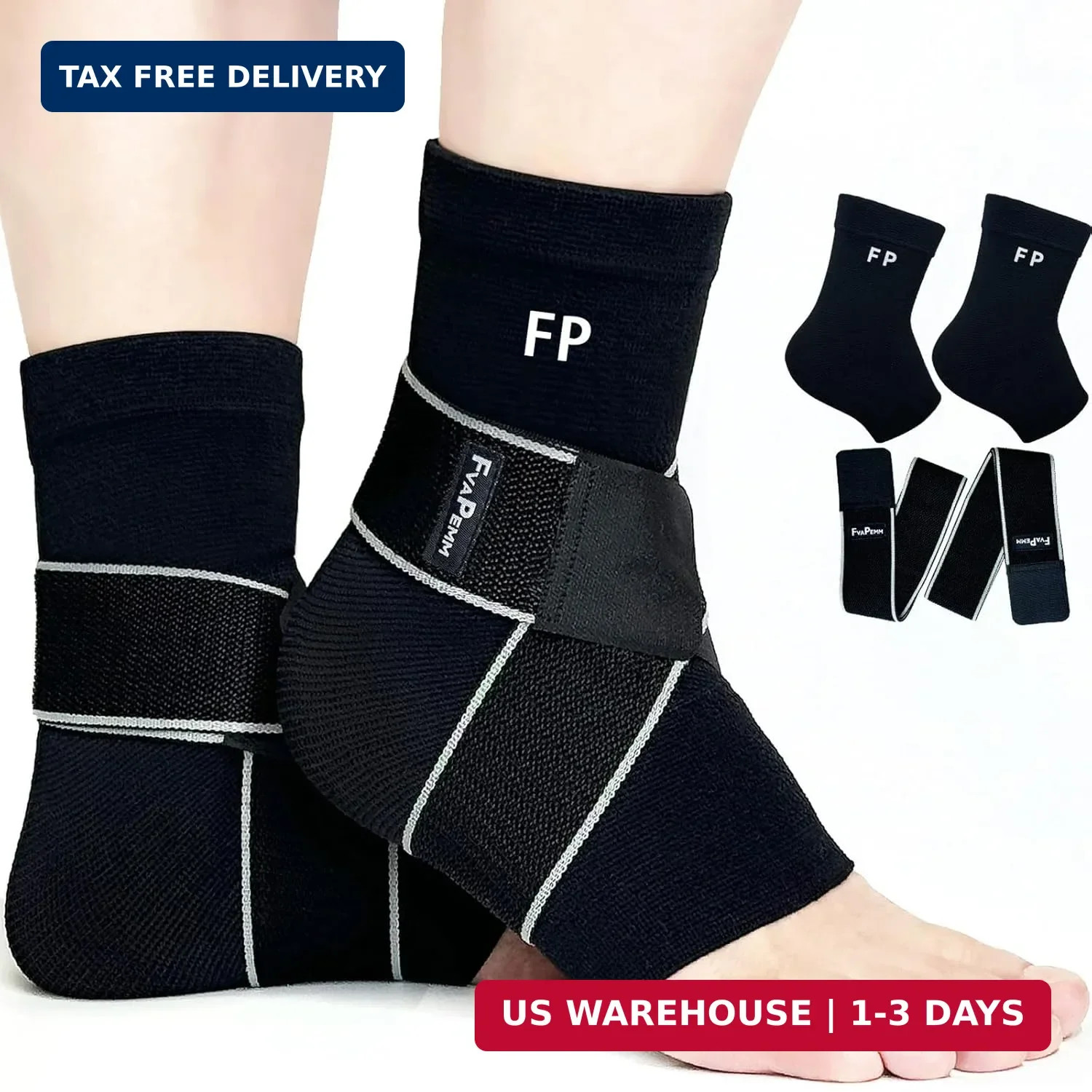 Ankle Support Brace for Women Men, 1 Pair Achilles Tendonitis Brace for Plantar
