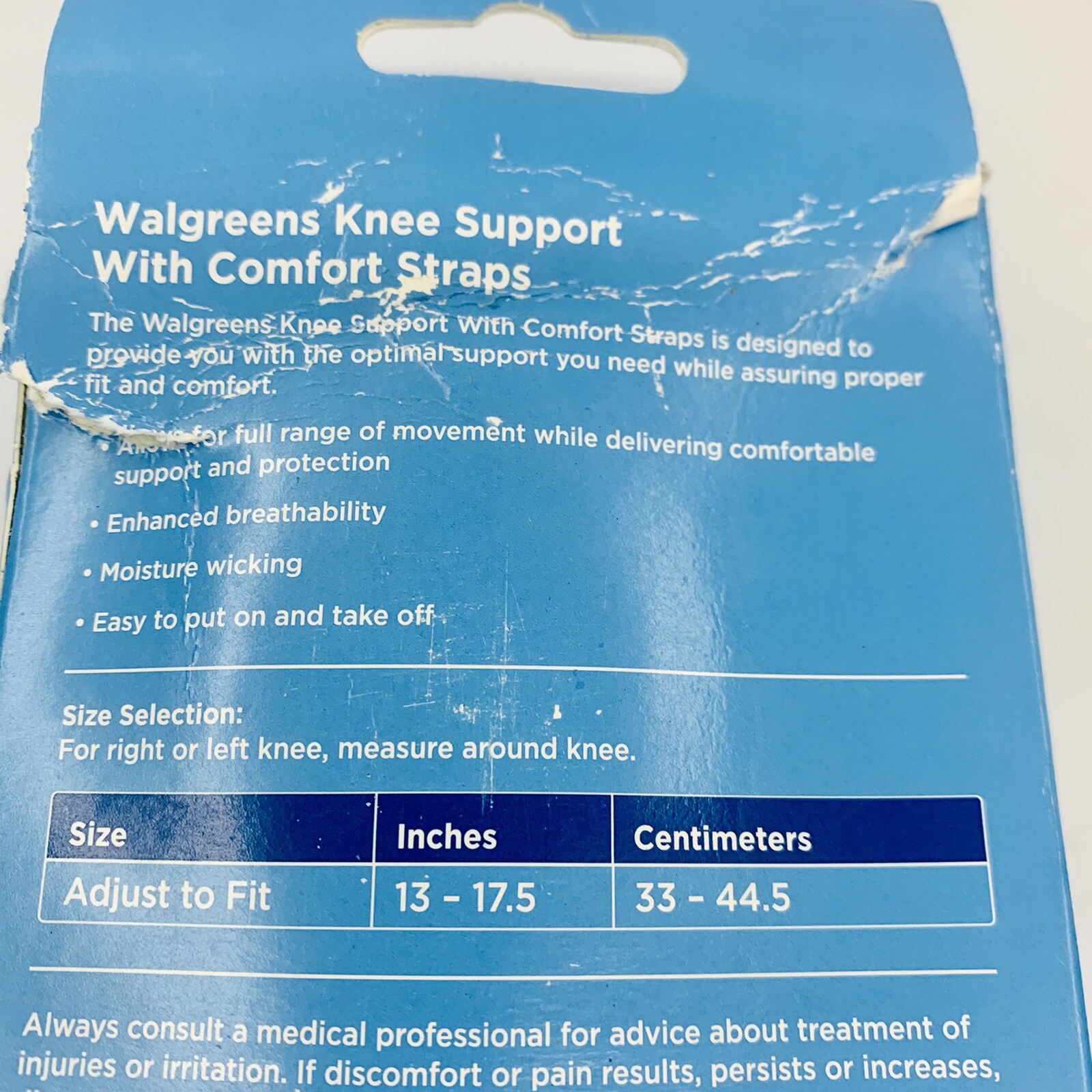 Adjustable Knee Brace / Support-Walgreens Brand. New Inside, Damaged Box