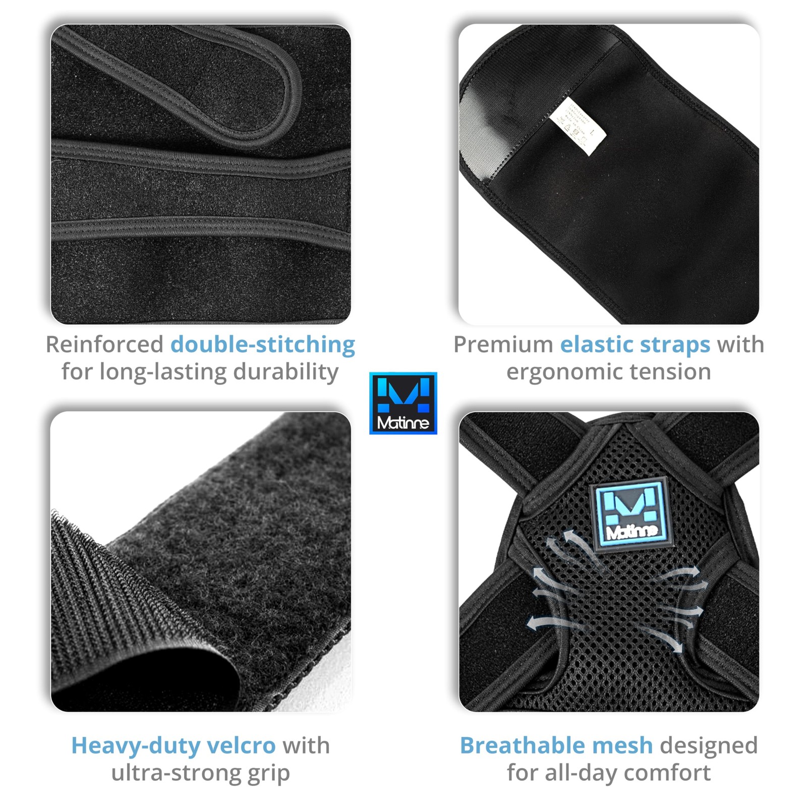 MATINNE Posture Corrector for Women & Men – Adjustable Back Large, Black