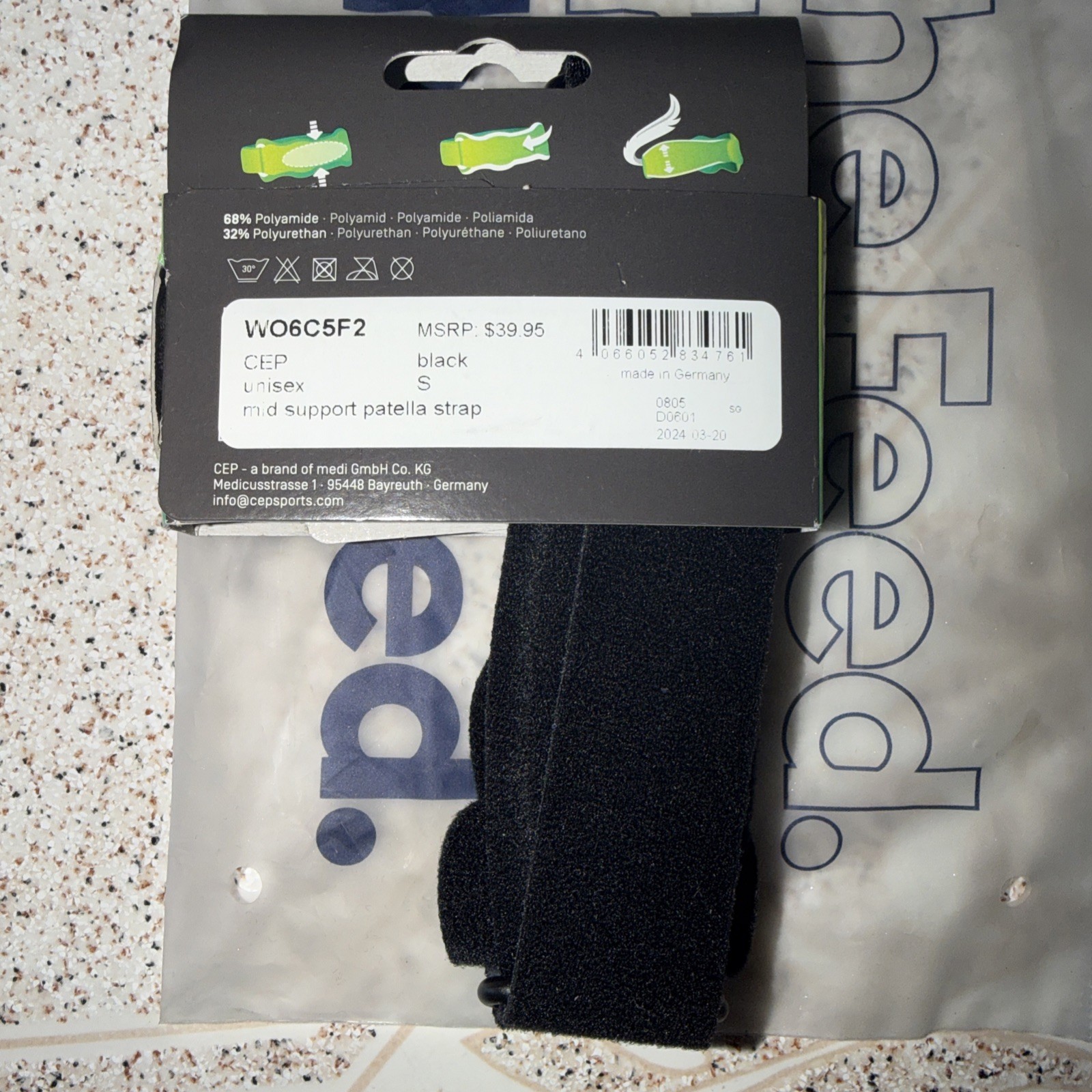 Cep Mid Support Patella Strap Small Black Unisex Adjustable 11.5 to 14.75 in.