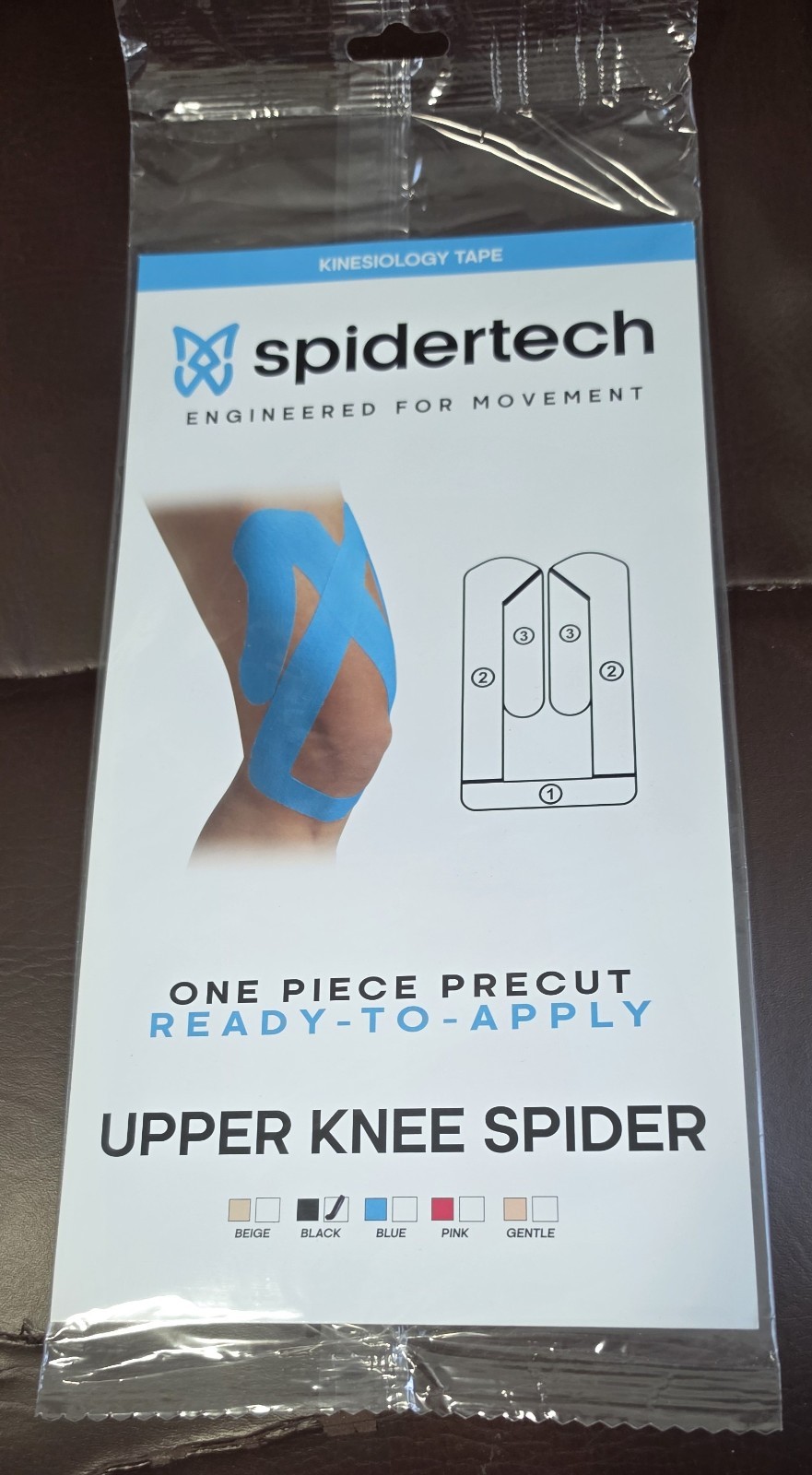 SPIDER TECH PRECUT READY TO APPLY KINESIOLGY TAPE (UPPER KNEE SPIDER) BLACK