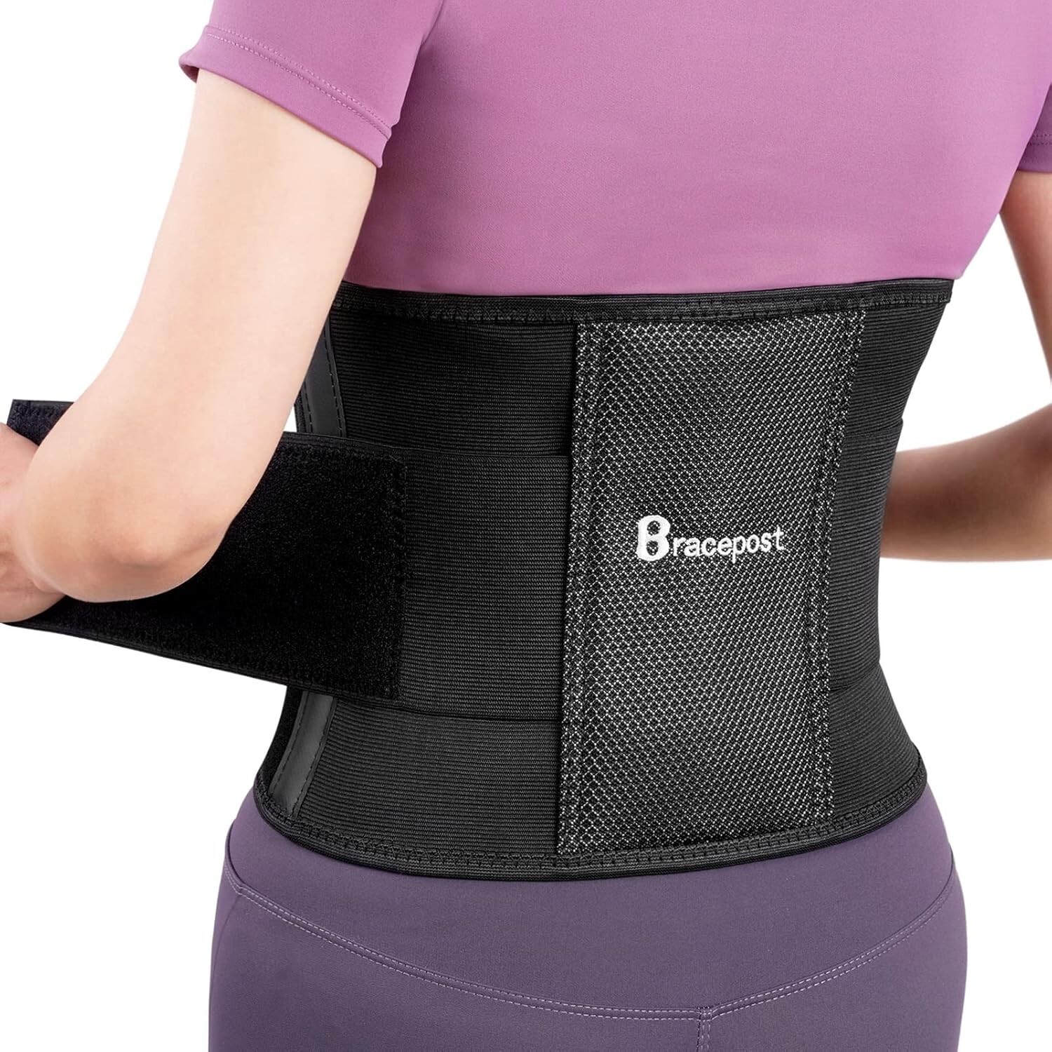 Bracepost back brace for lower back pain waist 26″ to 35″ Black ~Brand new~
