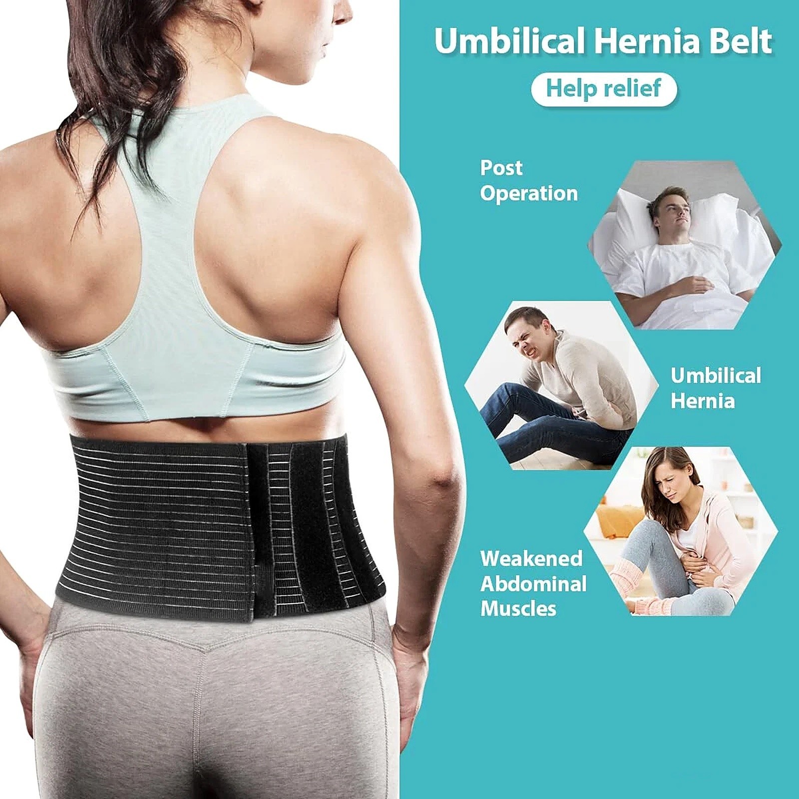 Umbilical Hernia Belt Abdominal Support Binder Compression Pad Adjustable Unisex