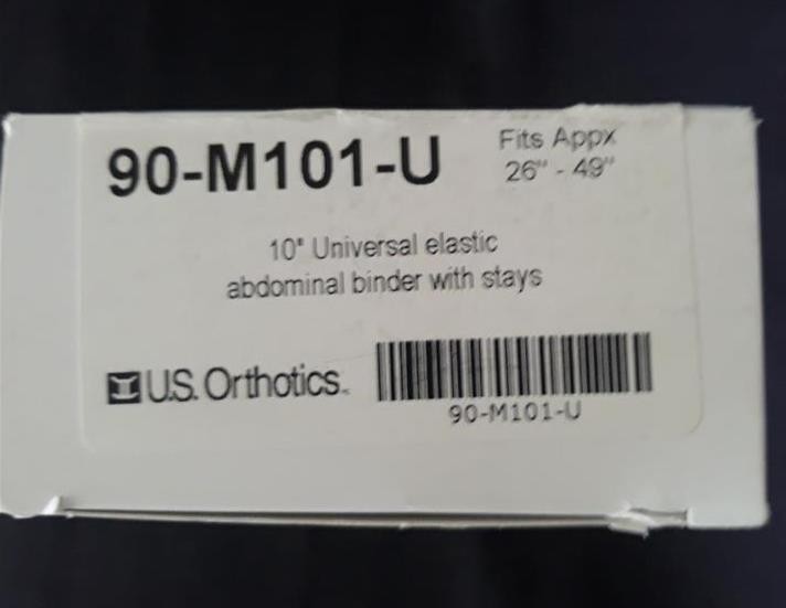 NEW US ORTHOTICS 12-Inch Elastic Abdominal Binder 90-M191 Universal / White